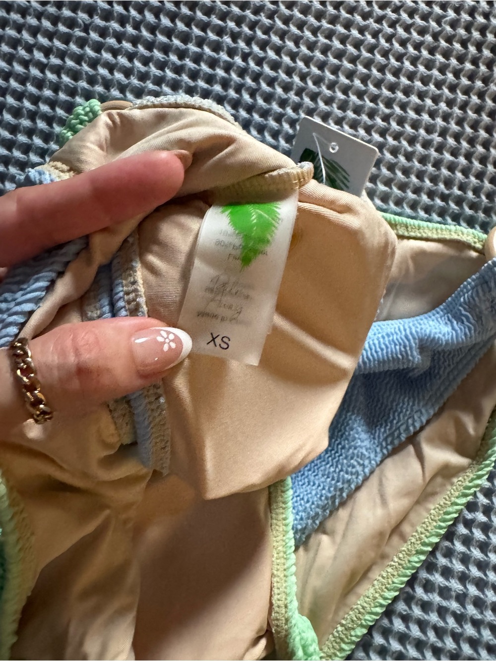 Trina Turk Light Blue & Lime Green Textured Bikini Set - Picture 3 of 3